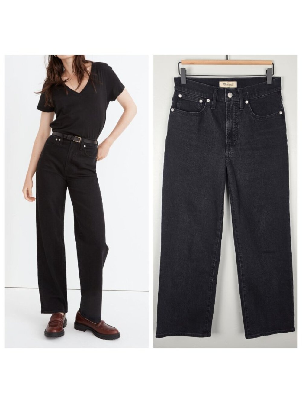 Madewell The Perfect Vintage Wide Leg Jean Belmere Wash Black Size 27P Petite